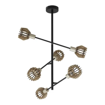 Briloner 2855-065 - Hanglamp met vaste pendel NATURE 6xE14/5,5W/230V rubberen boom