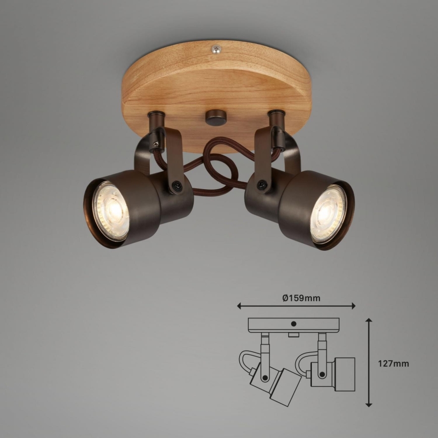 Briloner 2872-025R - LED spot SPOTLIGHT 2xGU10/5W/230V bruin