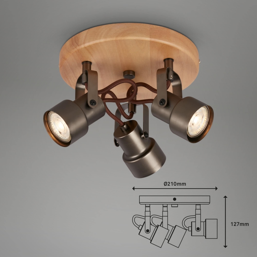 Briloner 2872-035 - LED spot SPOTLIGHT 3xGU10/5W/230V bruin