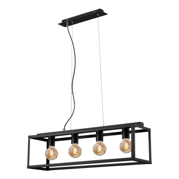 Briloner - Hanglamp aan een koord BLACK STEEL 4xE27/40W/230V