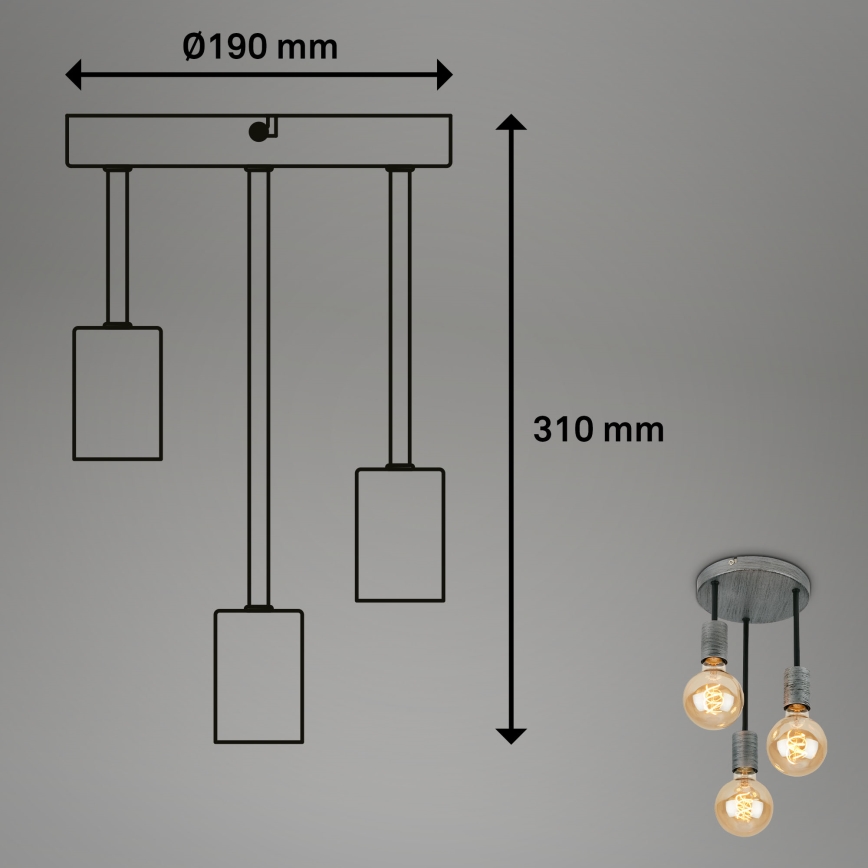 Briloner - Hanglamp aan een koord HENGA 3xE27/60W/230V