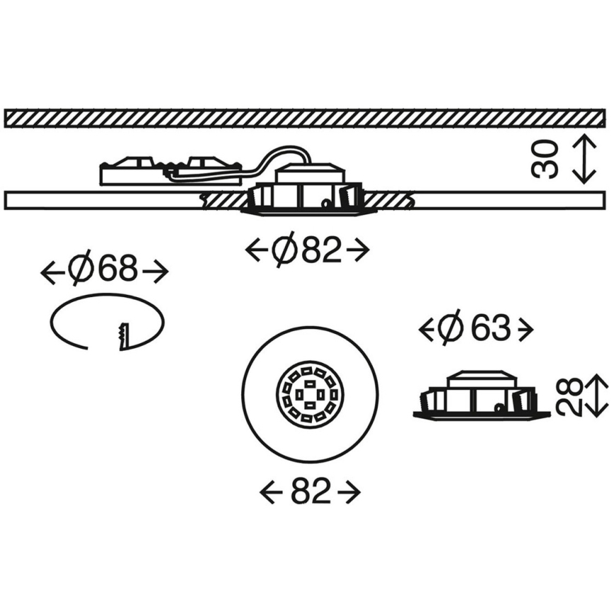 Briloner 7296-011 - LED dimbare badkamer inbouwspot ATTACH LED/6,5W/230V IP23 antraciet