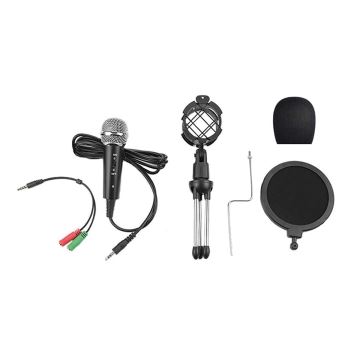 Condensatormicrofoon met POP-filter JACK 3,5 mm