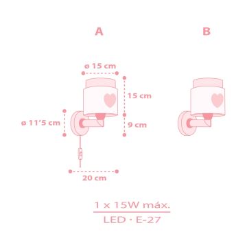 Dalber 76019S - Wandlamp voor kinderen BABY DREAMS 1xE27/15W/230V roze