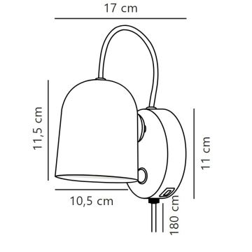 DFTP by Nordlux - Wandspot met USB port ANGLE 1xGU10/25W/230V zwart