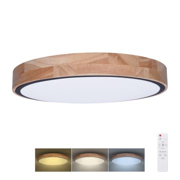 Dimbare LED plafondlamp IRON OAK LED/48W/230V 3000-6500K eiken diameter 40 cm + afstandsbediening