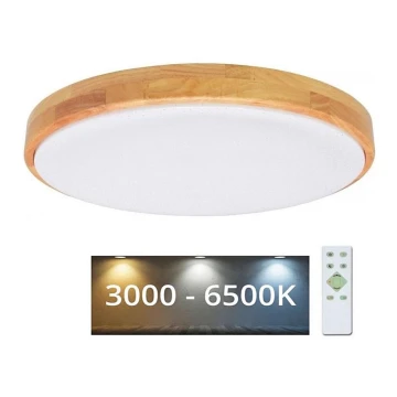 Dimbare LED plafondlamp LENA LED/24W/230V 3000-6500K eiken + afstandsbediening