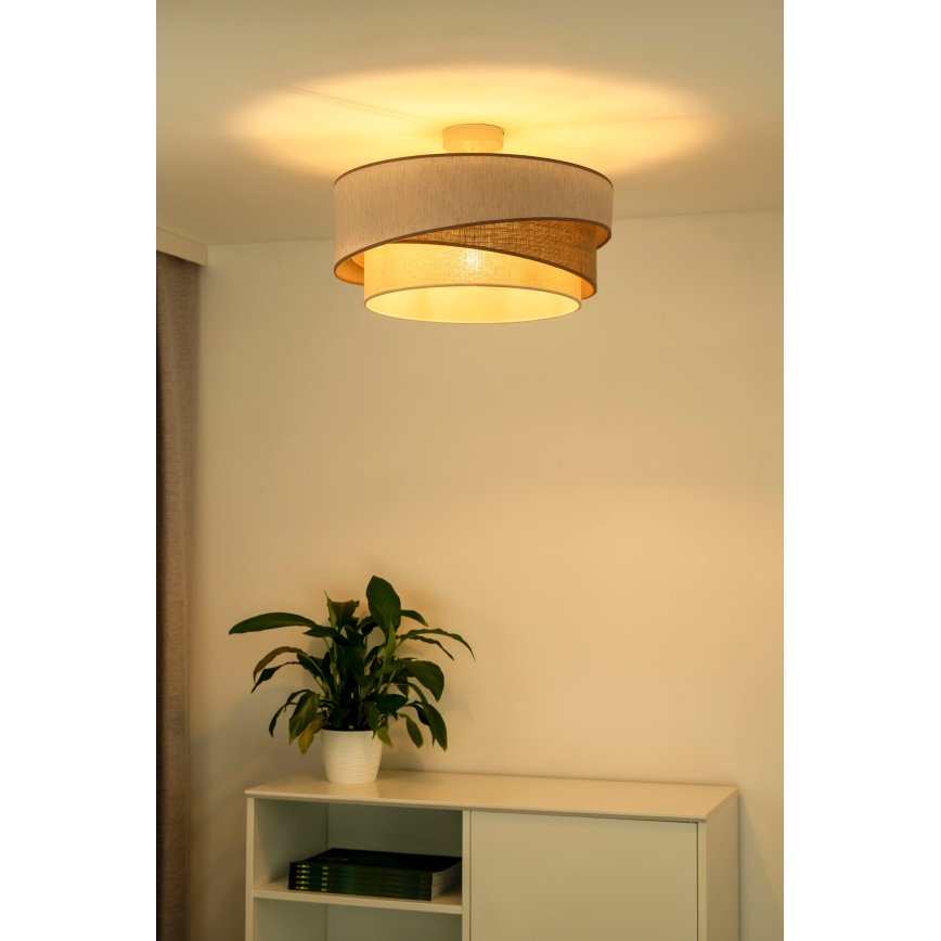 Duolla - Bevestigde hanglamp KOBO 1xE27/15W/230V diameter 45 cm beige/bruin/wit