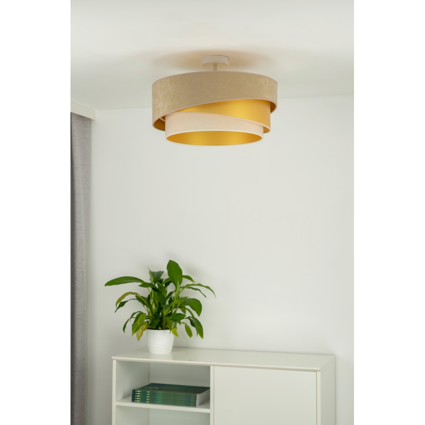 Duolla - Bevestigde hanglamp KOBO 1xE27/15W/230V diameter 45 cm beige/goud/crème