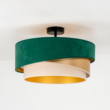 Duolla - Bevestigde hanglamp KOBO 1xE27/15W/230V diameter 45 cm groen/goud/crème