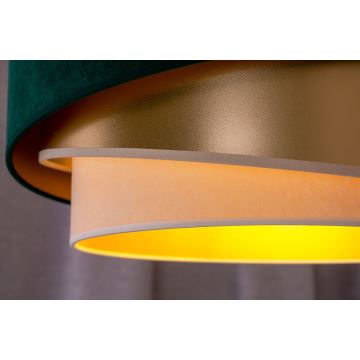 Duolla - Bevestigde hanglamp KOBO 1xE27/15W/230V diameter 45 cm groen/goud/crème