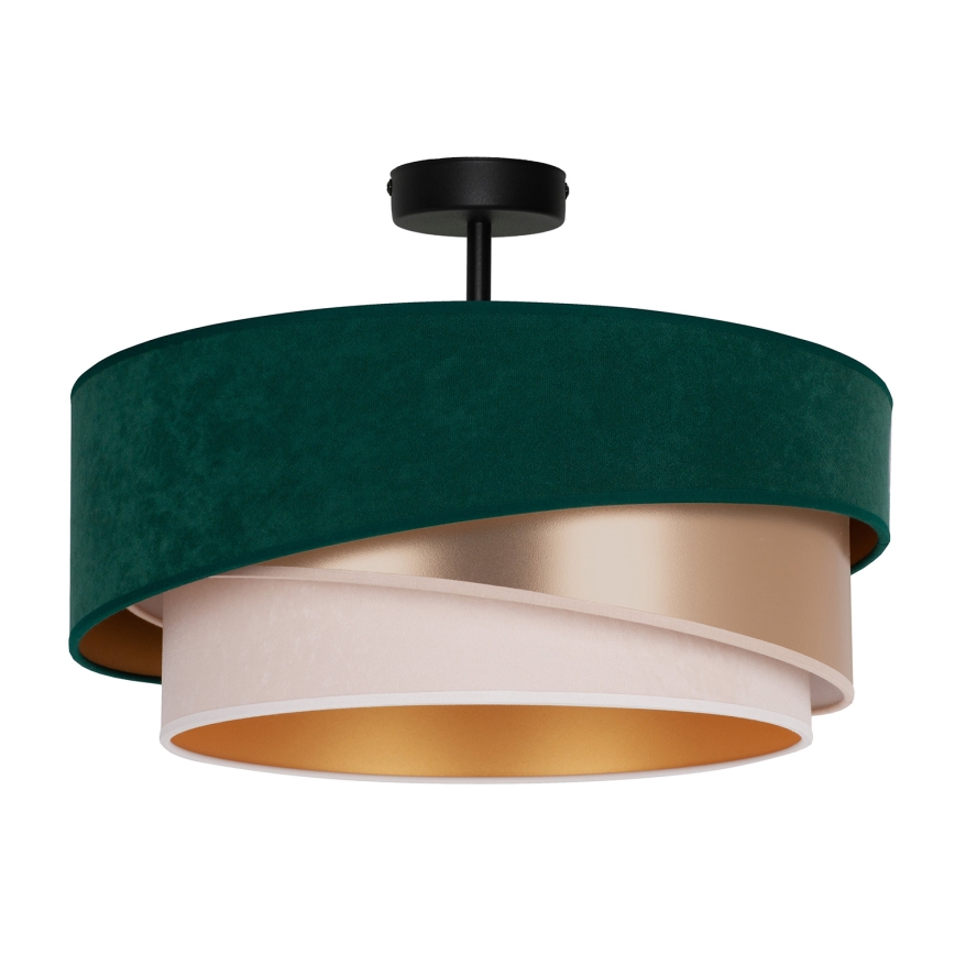 Duolla - Bevestigde hanglamp KOBO 1xE27/15W/230V diameter 45 cm groen/goud/crème