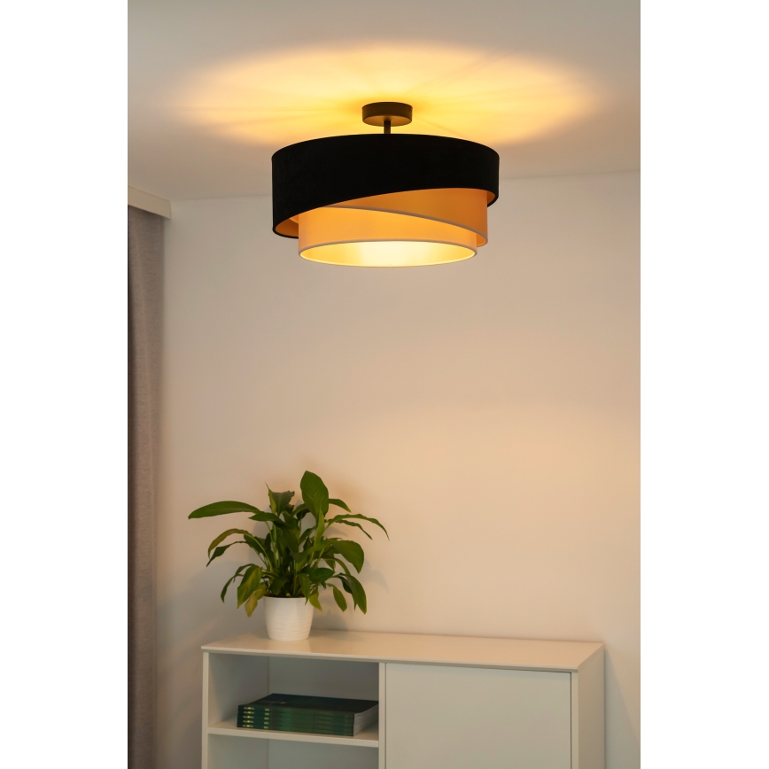 Duolla - Bevestigde hanglamp KOBO 1xE27/15W/230V diameter 45 cm zwart/goud/crème