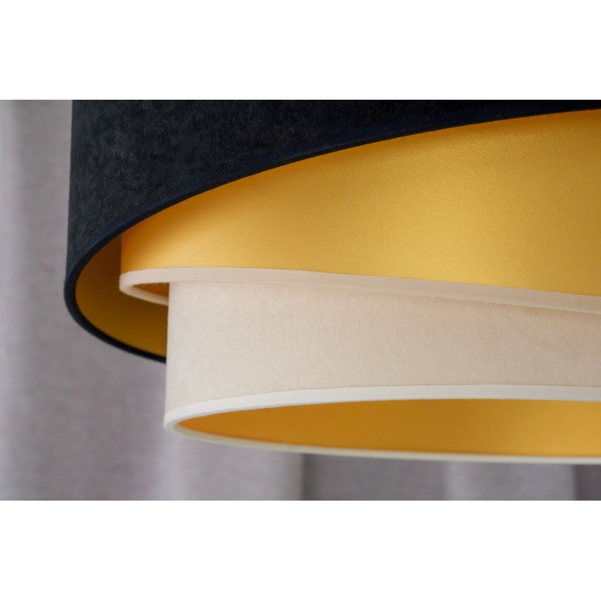 Duolla - Bevestigde hanglamp KOBO 1xE27/15W/230V diameter 45 cm zwart/goud/crème