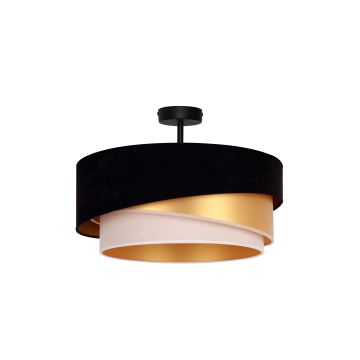 Duolla - Bevestigde hanglamp KOBO 1xE27/15W/230V diameter 45 cm zwart/goud/crème