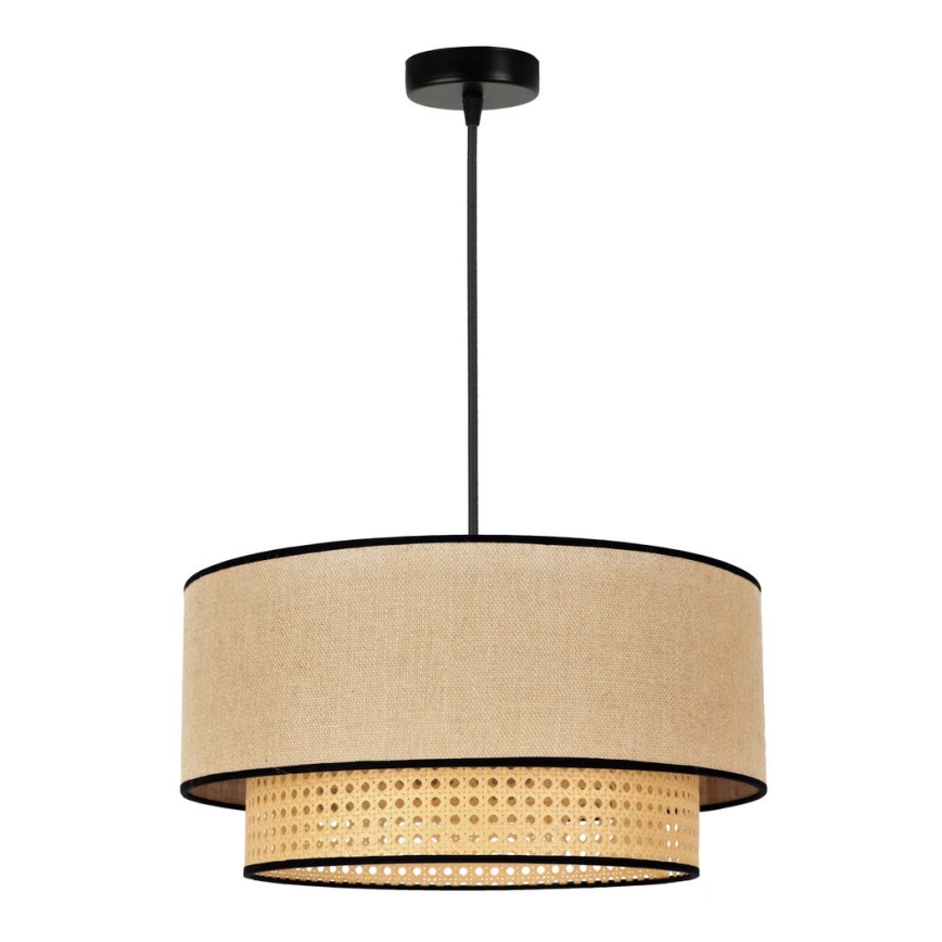 Duolla - Hanglamp aan een koord BOHO 1xE27/15W/230V beige/rotan