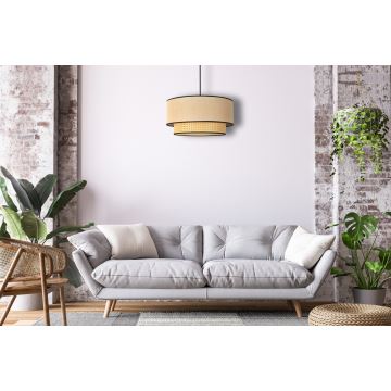 Duolla - Hanglamp aan een koord BOHO 1xE27/15W/230V beige/rotan