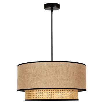 Duolla - Hanglamp aan een koord BOHO 1xE27/15W/230V beige/rotan