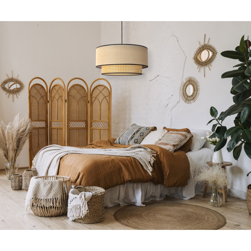 Duolla - Hanglamp aan een koord BOHO 1xE27/15W/230V beige/rotan