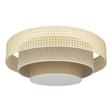 Duolla - LED Plafondlamp LUNETA LED/26W/230V diameter 60 cm 4000K rotan/beige/bruin