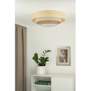 Duolla - LED Plafondlamp LUNETA LED/26W/230V diameter 60 cm 4000K rotan/beige/bruin