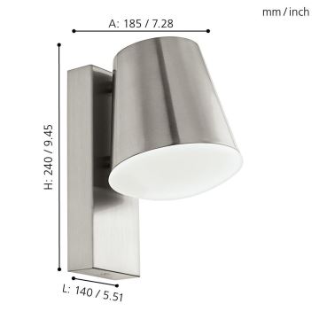 Eglo 33562 - LED Dimbare wandlamp voor buiten CALDIERO-C 1xE27/9W/230V IP44