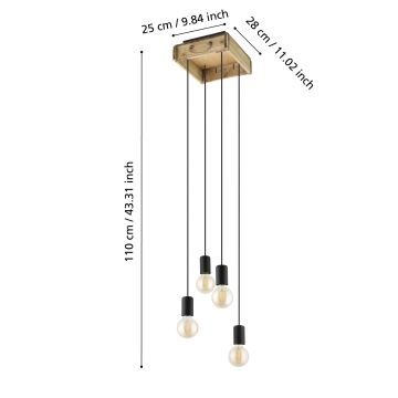 Eglo - Hanglamp aan koord 4xE27/40W/230V