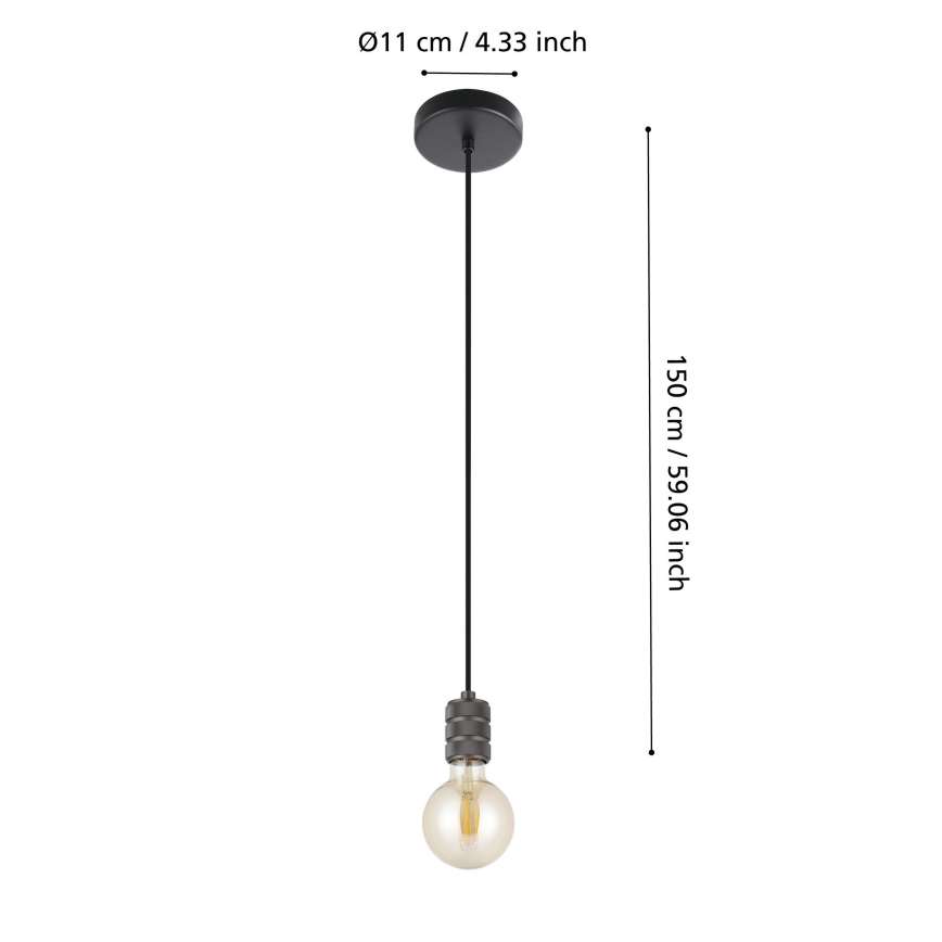 Eglo - Hanglamp aan een koord 1xE27/40W/230V zwart