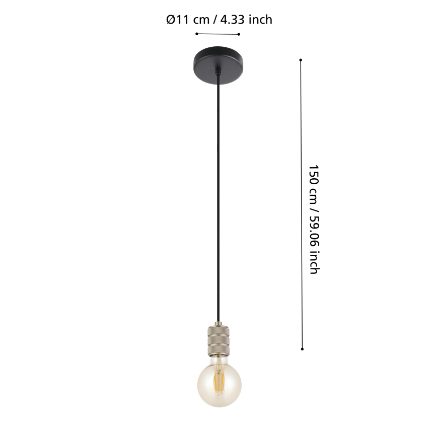 Eglo - Hanglamp aan een koord 1xE27/40W/230V chroom