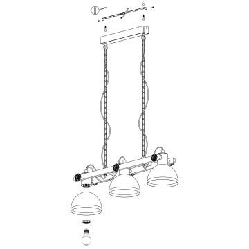 Eglo - Hanglamp aan een ketting 3xE27/28W/230V - FSC gecertificeerd