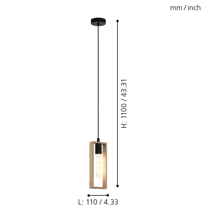 Eglo - Hanglamp aan een koord 1xE27/60W/230V - FSC gecertificeerd