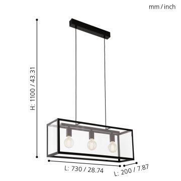 Eglo - Hanglamp 3xE27/60W/230V