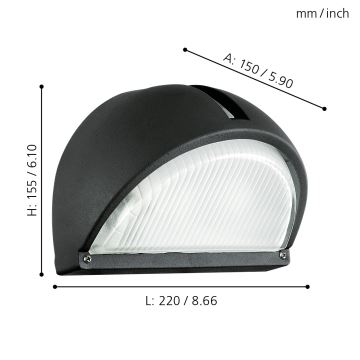 EGLO - Buiten wandlamp 1xE27/60W zwart IP44