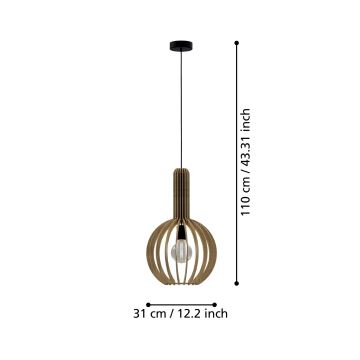 Eglo - Hanglamp aan een koord 1xE27/40W/230V diameter 31 cm beige