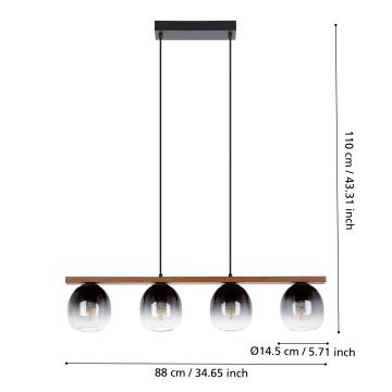 Eglo - Hanglamp aan een koord 4xE27/40W/230V