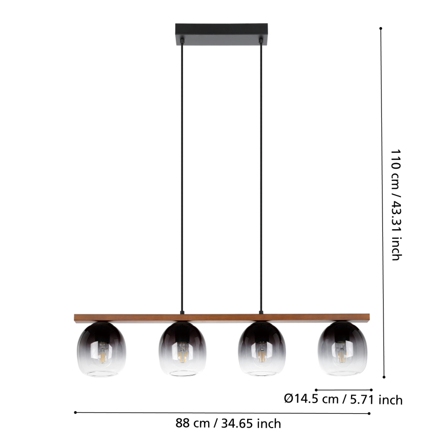 Eglo - Hanglamp aan een koord 4xE27/40W/230V