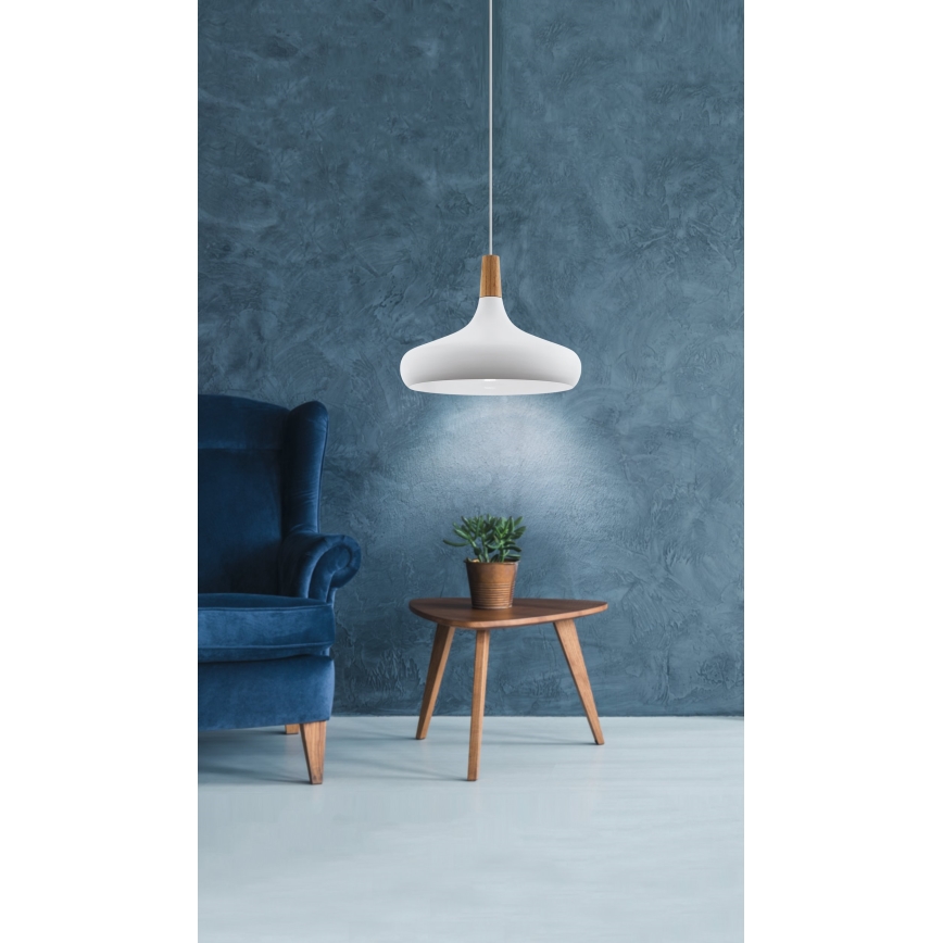 Eglo - Hanglamp aan een koord 1xE27/60W/230V diameter 40 cm wit - FSC gecertificeerd