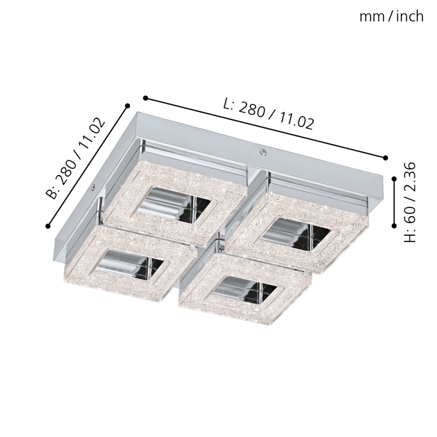 Eglo - LED Kristallen plafondverlichting 4xLED/4W/230V