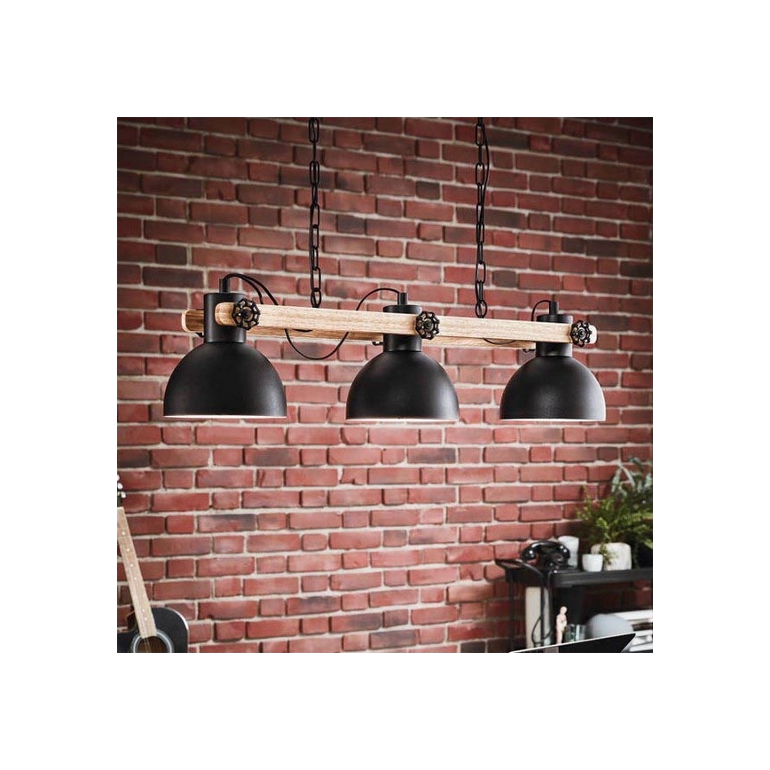 Eglo - Hanglamp aan een ketting 3xE27/28W/230V - FSC gecertificeerd