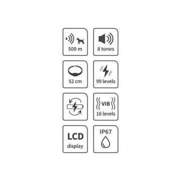 Elektrische hondentrainingshalsband 52cm 500m 3,7V IP67