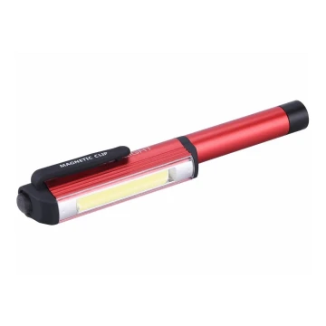 Extol - LED Pen met een Lamp LED/3W/3xAAA rood/zwart