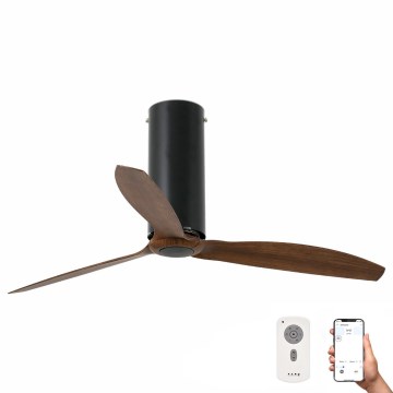 FARO 32037WP - Plafondventilator TUBE FAN M zwart/bruin d.128 cm SMART + afstandsbediening