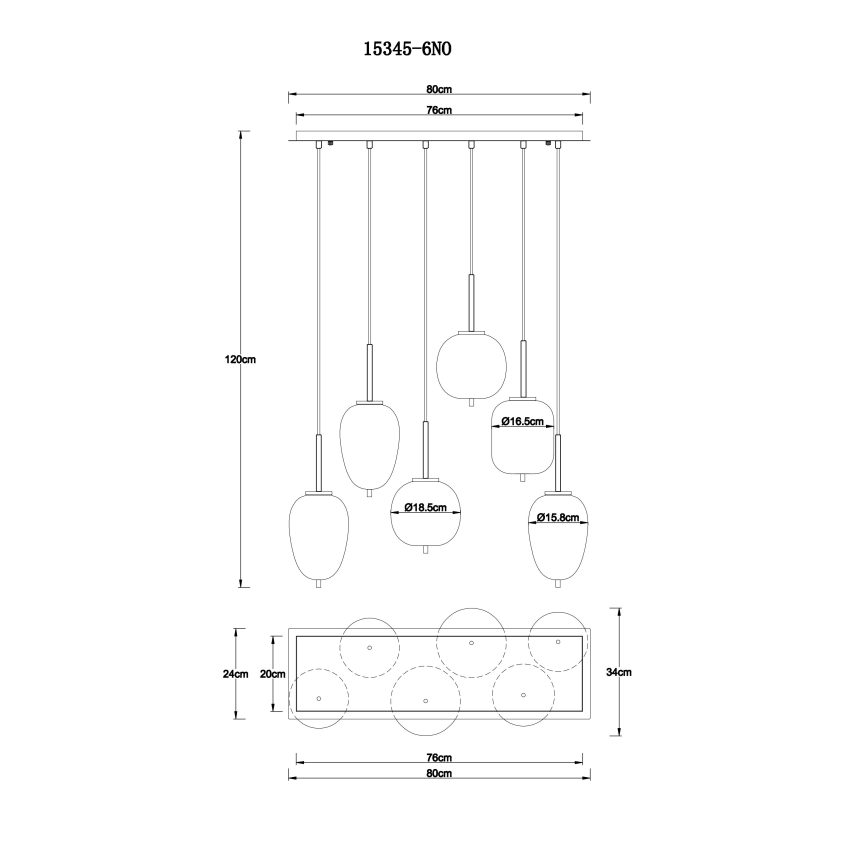 Globo - Hanglamp aan een koord 6xE14/40W/230V chroom