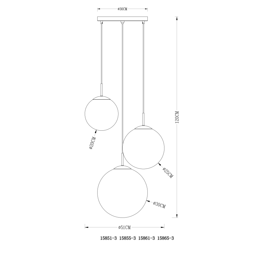 Globo - Hanglamp aan een koord 3xE27/40W/230V diameter 51 cm