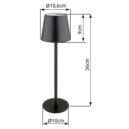 Globo - LED Dimbaar aanraken buitenshuis lamp LED/3W/3,7V IP44 1800mAh + USB zwart