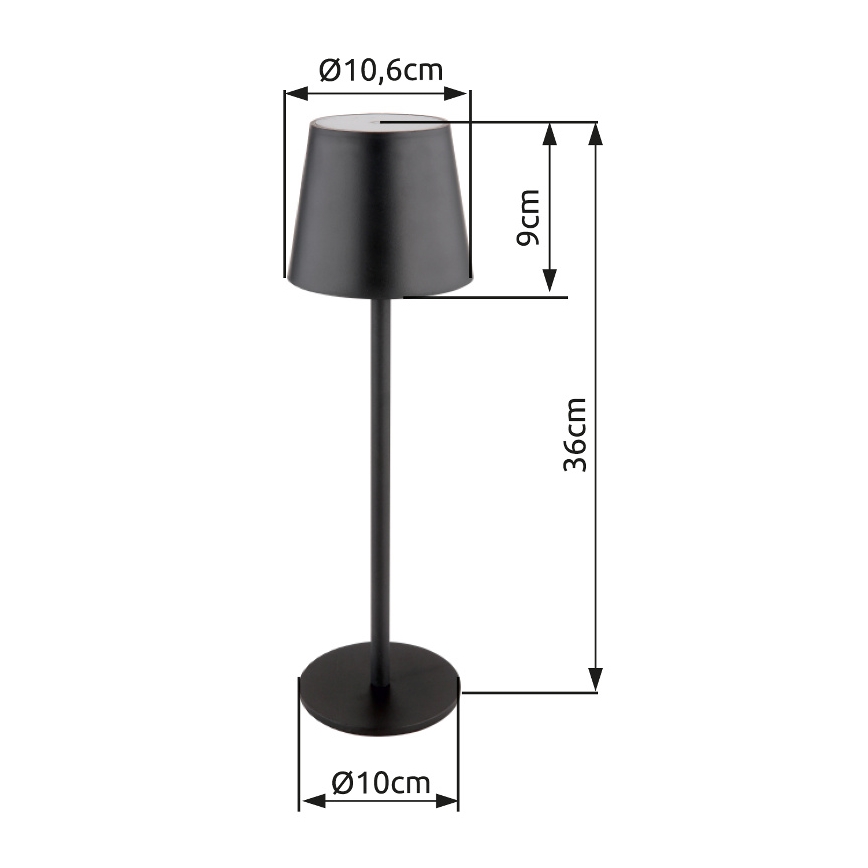 Globo - LED Dimbaar aanraken buitenshuis lamp LED/3W/3,7V IP44 1800mAh + USB zwart