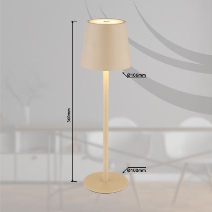 Globo - LED Dimbaar aanraken buitenshuis lamp LED/3W/3,7V IP44 1800 mAh USB beige