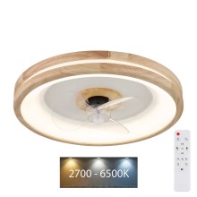 Globo - LED Dimbare plafondlamp met ventilator LED/30W/230V 2700-6500K bruin + afstandsbediening