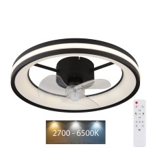 Globo - LED Dimbare plafondlamp met ventilator LED/30W/230V 2700-6500K zwart + afstandsbediening