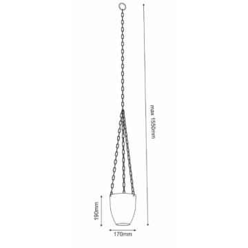 Hangende bloempot 155x17 cm wit